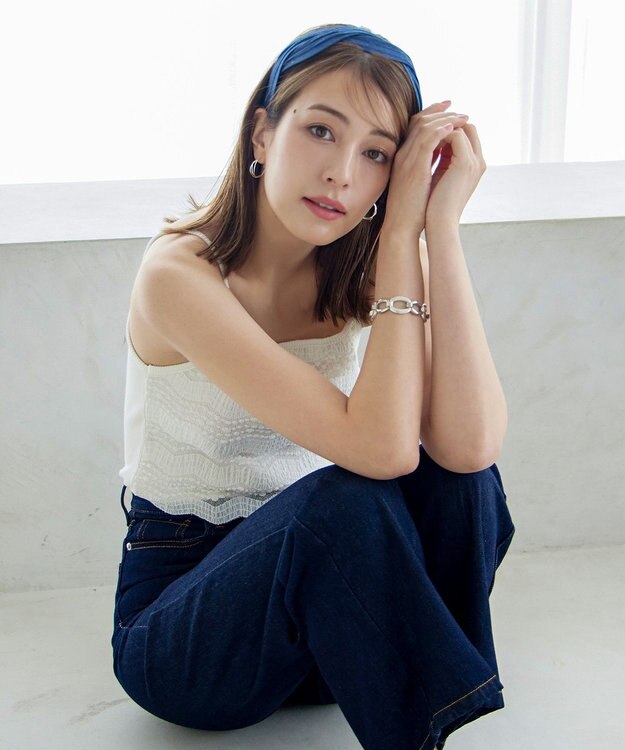 Tiaclasse 【洗える】スカラップニレースニットキャミソール オフホワイト