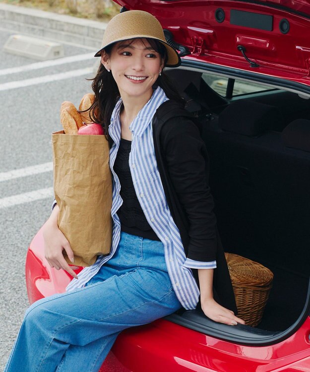 Tiaclasse 【洗える】スカラップニレースニットキャミソール ブラック