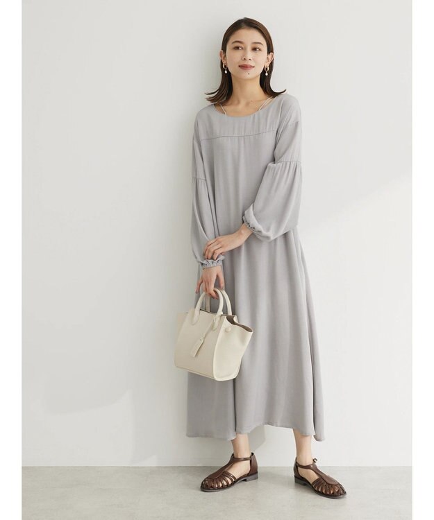 Green Parks ・ｆｕｒｒｙ　ｒａｔｅ　バックレースアップワンピース Light Gray