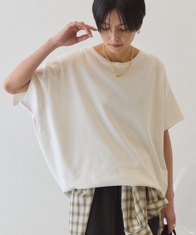 AMERICAN HOLIC 【接触冷感+UVカット】半袖コクーンカットプルオーバー Off White