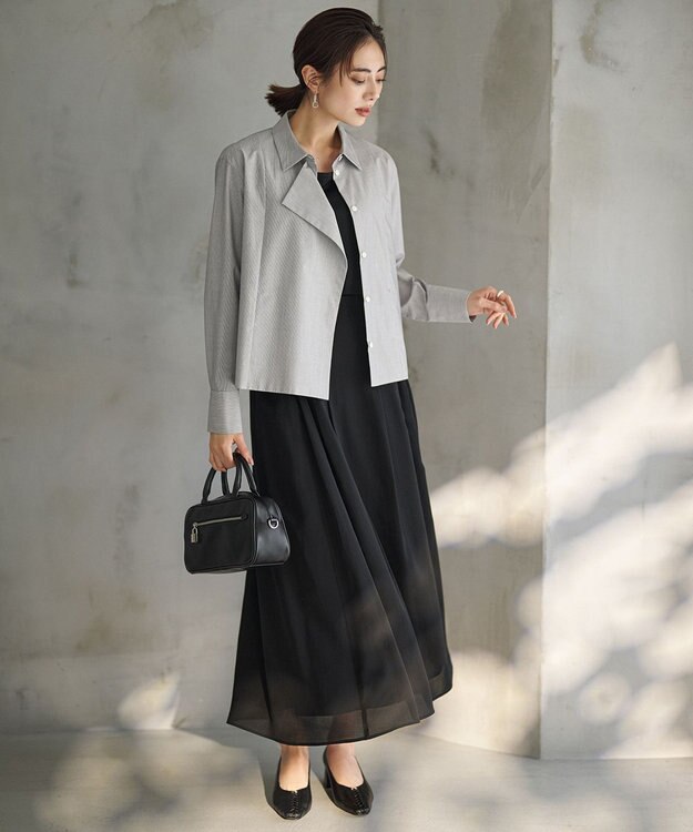 ICB クリーンブロード ライダース風 クロップドシャツ ブラックストライプ