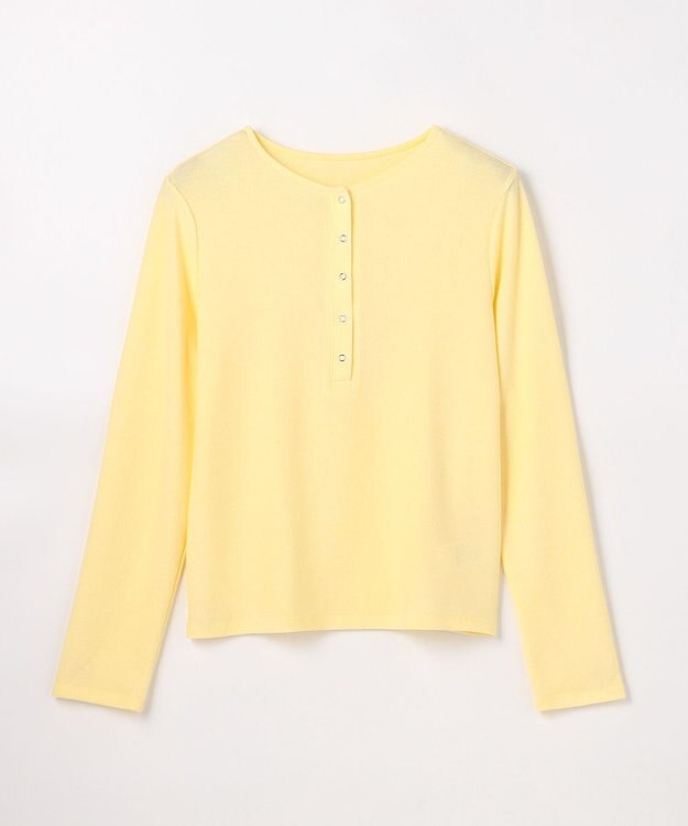 ANY クリアラメフライスヘンリーネックプルオーバー イエロー