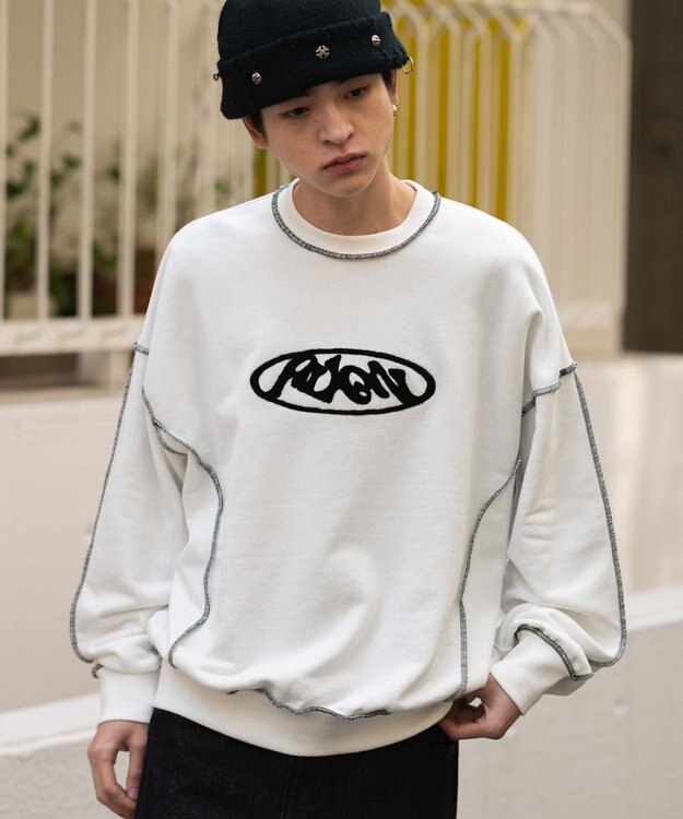 WEGO 【ユニセックス着用ITEM】ショートカラーステッチサガラロゴプルオーバー ホワイト