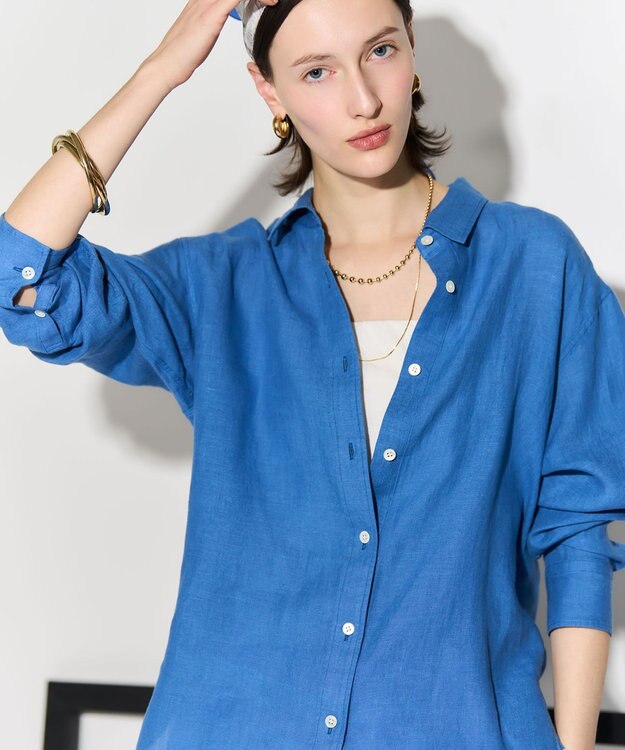 23区 【先行予約】LIBECOリネン ベーシック シャツ ブルー系