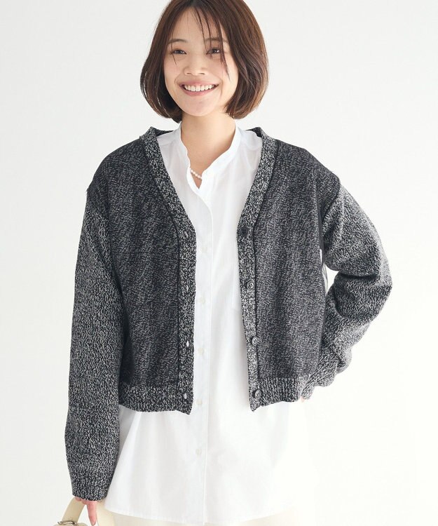 CRAFT STANDARD BOUTIQUE チュールドッキングニットカーディガン Black