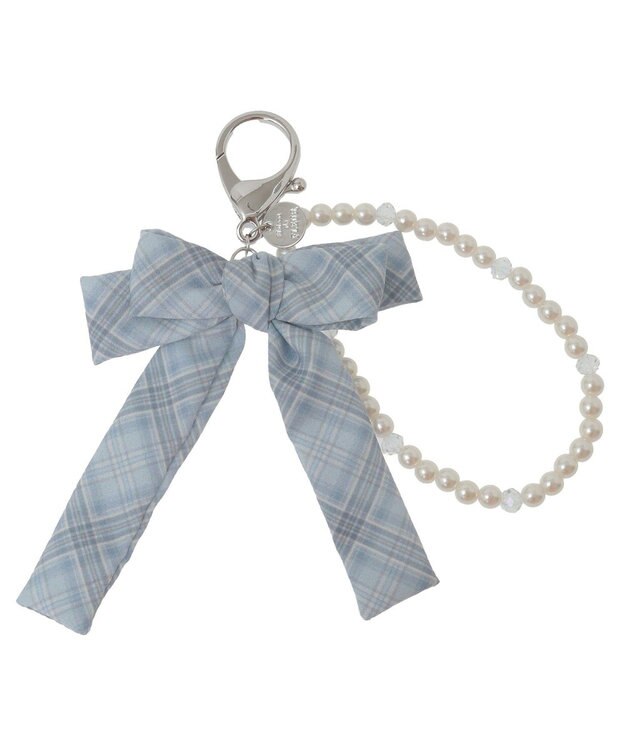 Maison de FLEUR チェックリボンパールチャーム Blue