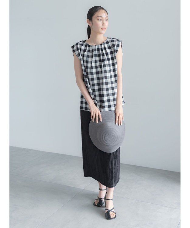 Te chichi リネンミックスクレープブラウス(セットアップ可)《2026 SUMMER LOOK item》 ギンガムチェック