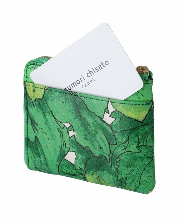 tsumori chisato CARRY 葉っぱ Lファスナー2つ折り財布 グリーン