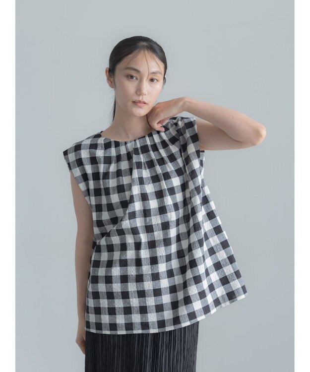 Te chichi リネンミックスクレープブラウス(セットアップ可)《2026 SUMMER LOOK item》 ギンガムチェック