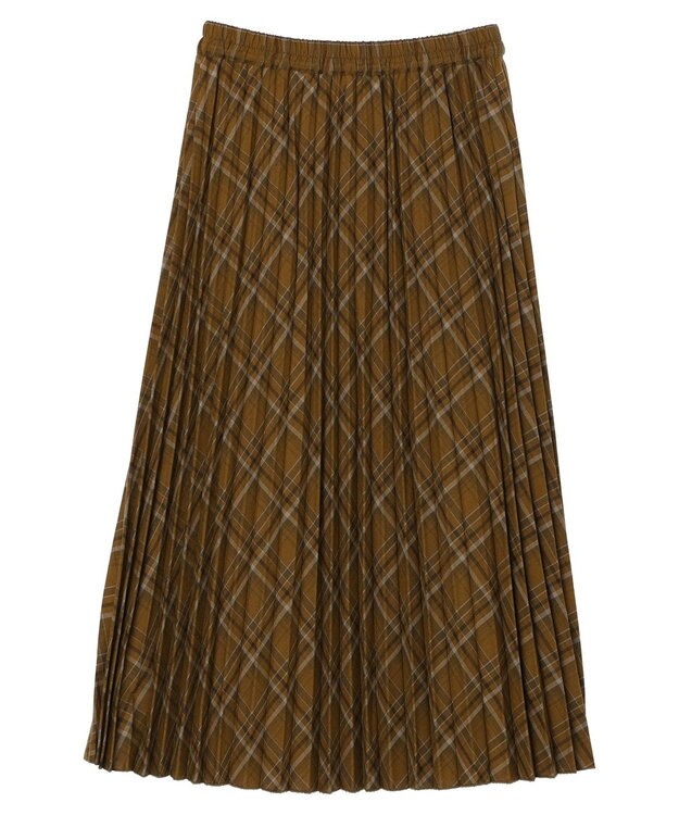 earth music&ecology すきな丈プリーツスカート Check Yellow