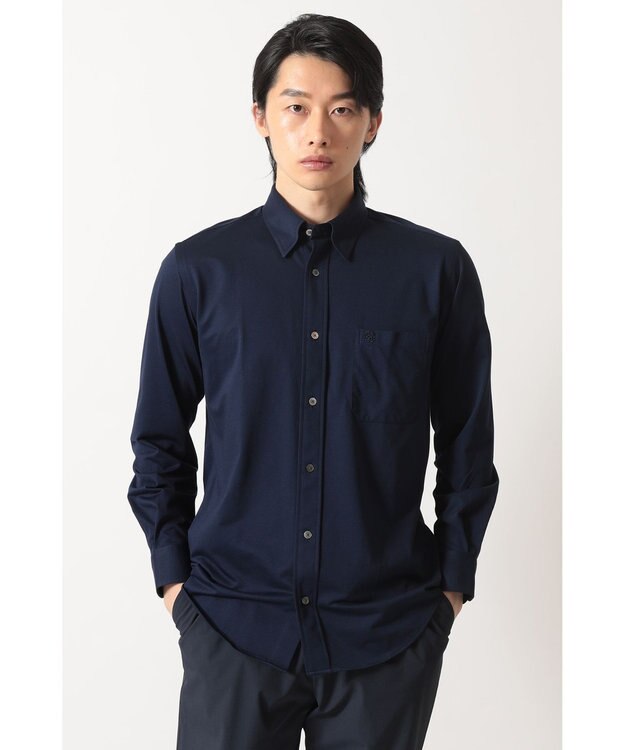 DAKS ジャージーストレッチシャツ ネイビー