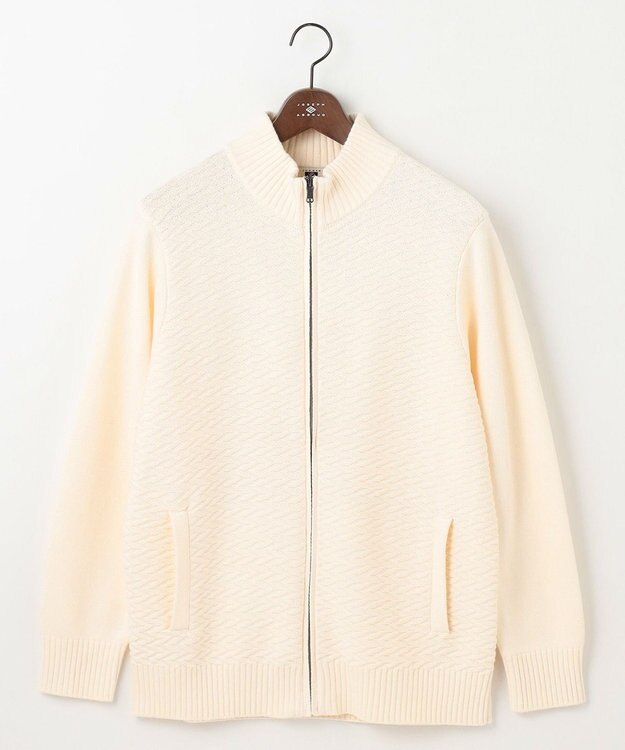 JOSEPH ABBOUD 【キングサイズ・25SS・洗える】バルキーニット ブルゾン アイボリー系