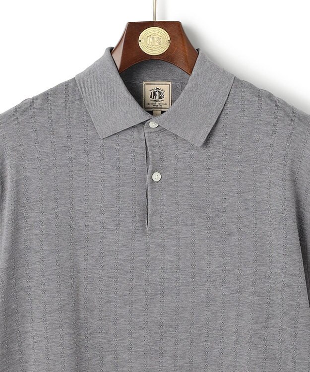 J.PRESS MEN シルクコットン ニットポロシャツ ライトグレー系