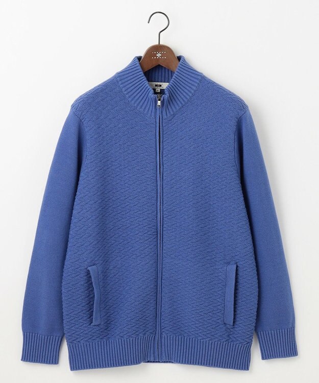 JOSEPH ABBOUD 【キングサイズ・25SS・洗える】バルキーニット ブルゾン ダルブルー系