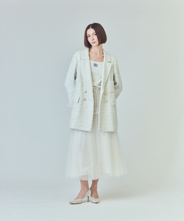 GRACE CONTINENTAL ツイードテーラードコート ホワイト