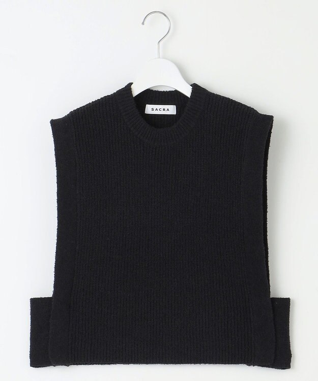 23区 【SACRA】コットンナイロンブークレ ポルカリブ ニット ブラック系