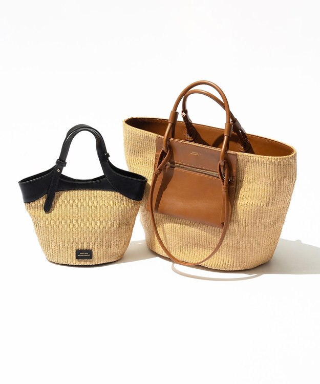 23区 雑材 ショルダーバッグ ナチュラル×ブラック