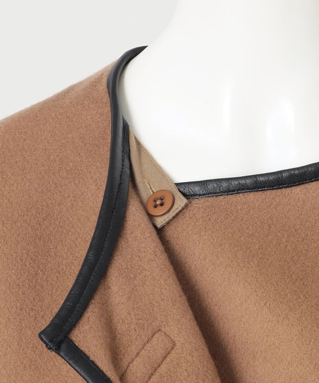 23区 L 【エステータ】MTRウールカシミヤリバー マント キャメル系