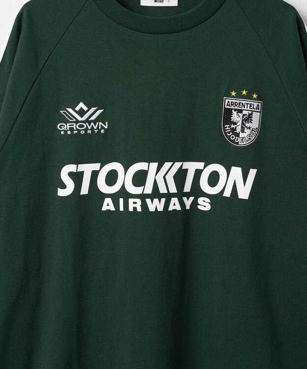 WEGO 【ユニセックス着用ITEM/手洗い可/MLサイズ】ラインゲームロゴT グリーン