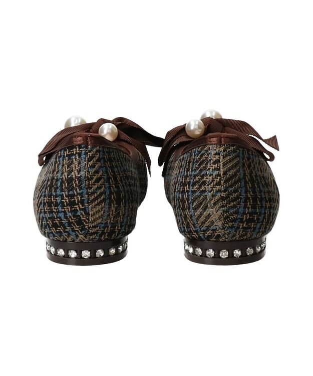 Bridget Birkin 【Bridget Birkin】ビッグパールリボンフラットシューズ ブラウン雑材