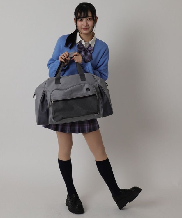 WEGO 【ユニセックス着用ITEM】2way拡張ボストンバッグ グレー