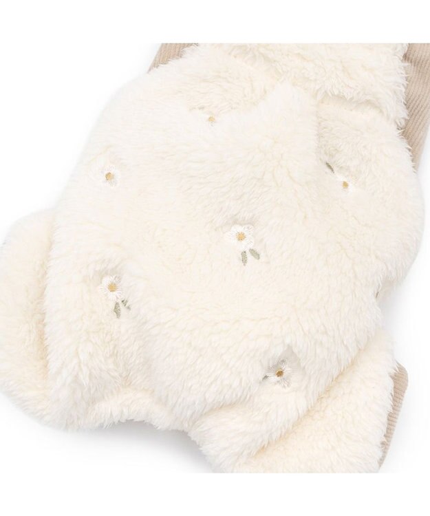 PET PARADISE ペットパラダイス ボア パンツつなぎ 《花刺繍》 小型犬 オフホワイト