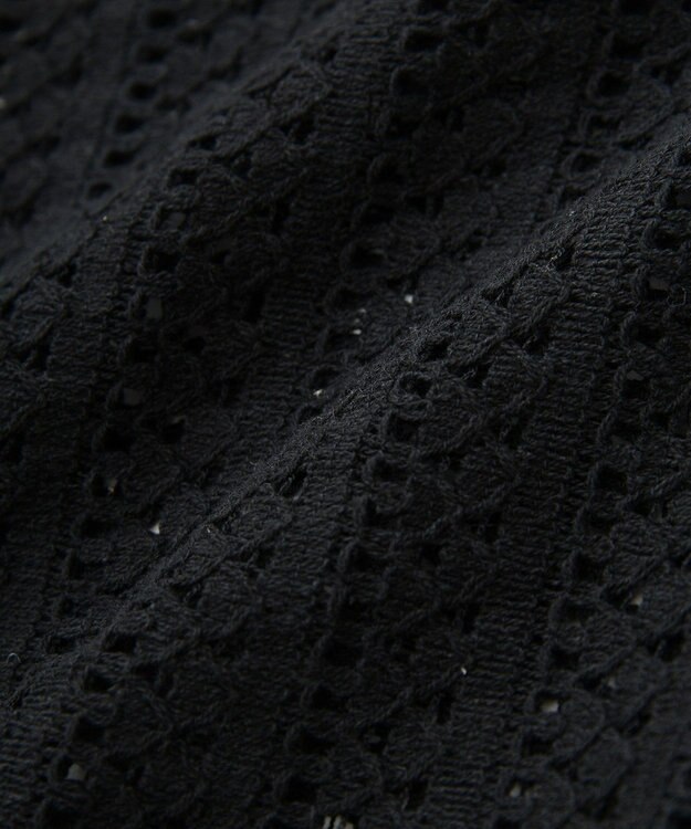 Green Parks インド綿 　衿付きレースシャツ Black