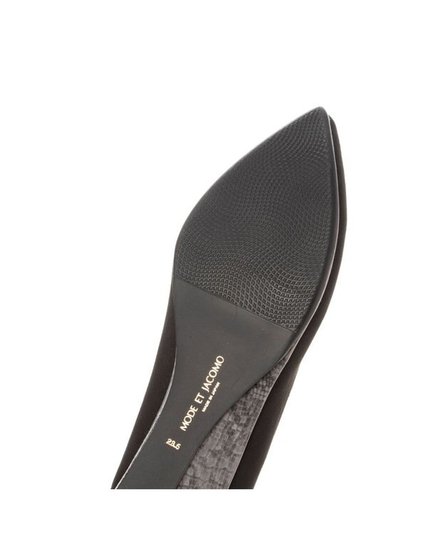 MODE ET JACOMO <MODE ET JACOMO>【全天候対応】ポインテッドウェッジソールレインパンプス ブラックスエード