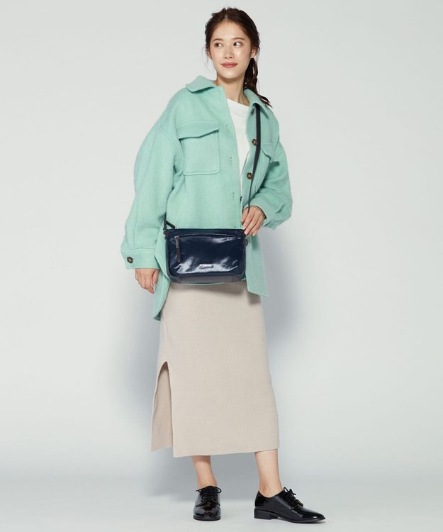 LA BAGAGERIE コーティングキャンバス ミニショルダーバッグ ネイビー