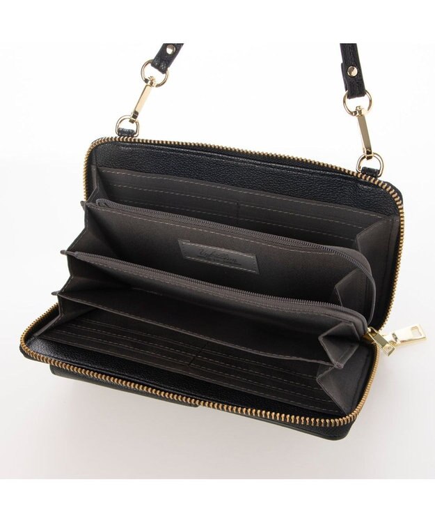 UNBILLION カシュカシュ cachecache / リールキー付きウォレットショルダーバッグ ブラック