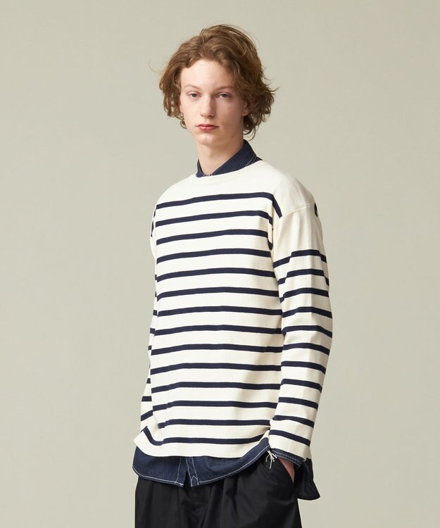 J.PRESS YORK STREET 【UNISEX】バスクボーダー ニット ネイビー系1