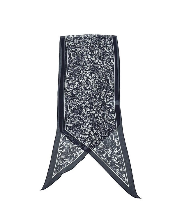 Marca ＜洗えるシルク＞【Marcaオリジナル】小枝更紗 ウォッシャブル シルクローン剣先ストール ネイビー