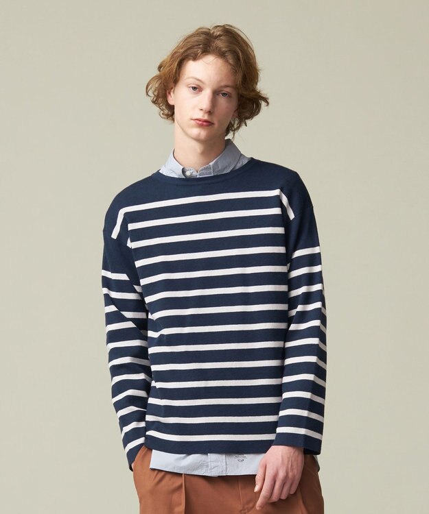 J.PRESS YORK STREET 【UNISEX】バスクボーダー ニット ブルー系1