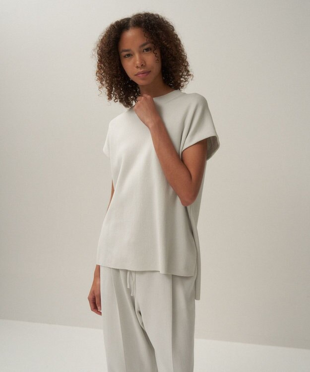 ATON 50/2 NATURAL DYED ORGANIC | モックネックプルオーバー LIGHT GRAY