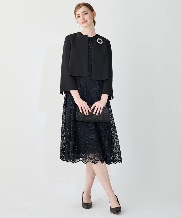 23区 L 【APPLAUDIR】バックサテンジョーゼット ジャケット ブラック系