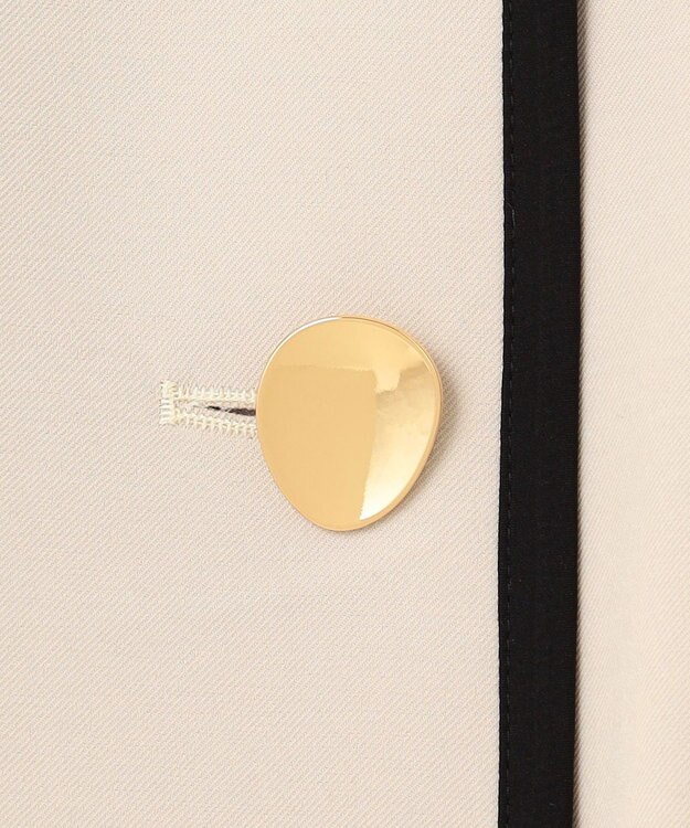 Feroux 【洗える】バイカラートリム ジャンパースカート ベージュ系