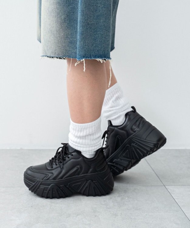 WEGO ボリュームレースアップスニーカー ブラック