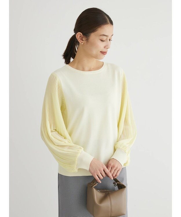 Green Parks プリーツ袖ニットプルオーバー Yellow