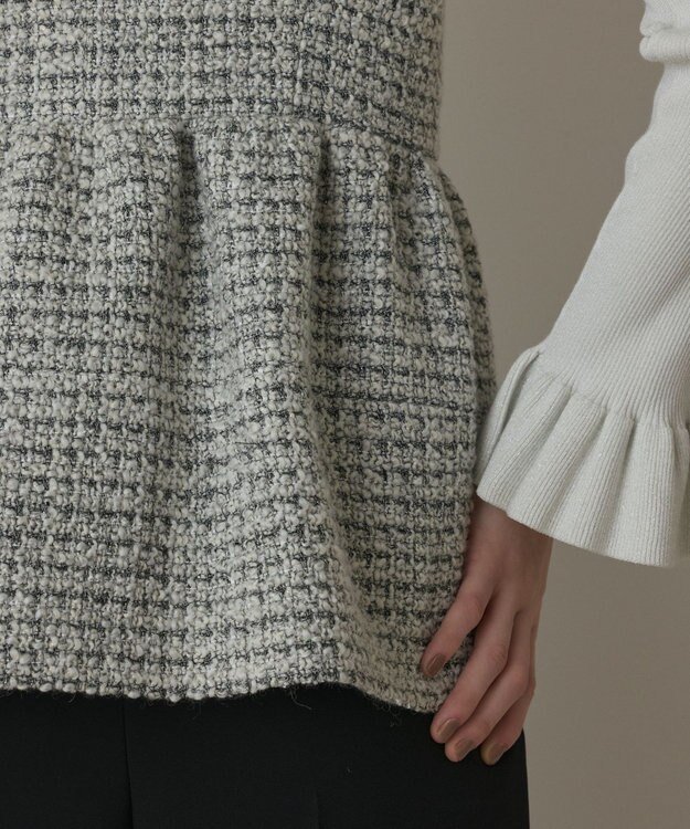 GRACE CONTINENTAL ツイードペプラムベスト ホワイト