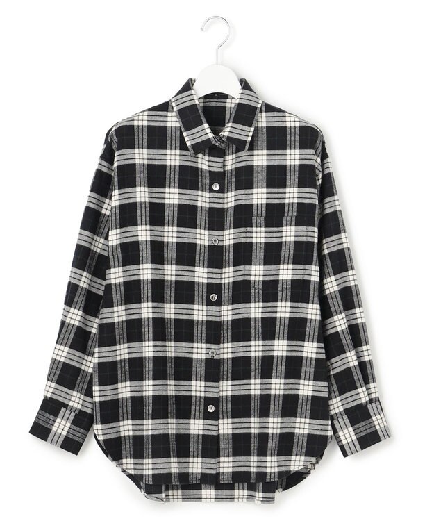 23区 L 【洗える】ブラッシュド ビエラチェック シャツ モノトーン系