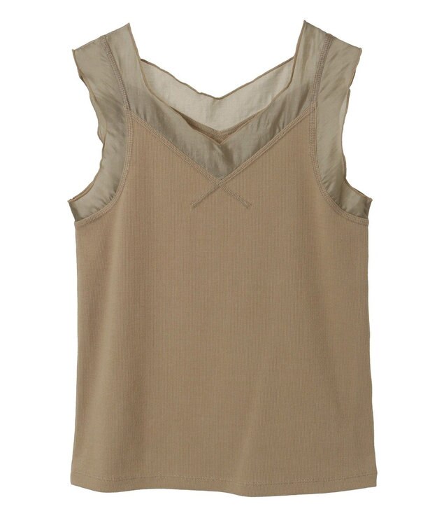 Green Parks ・ＳＵＧＡＲ　ＳＰＯＯＮ　シアー切替タンクトップ Gray Beige
