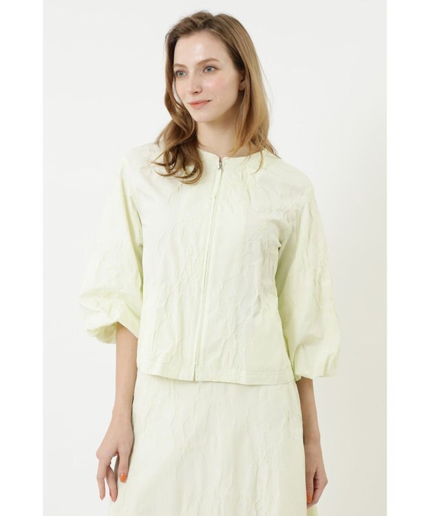 DAKS フラワーモチーフジャガードブラウス ライトグリーン