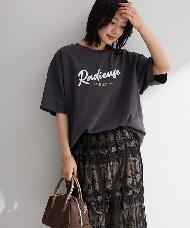 Green Parks さがら刺繍Ｔシャツ Charcoal Gray