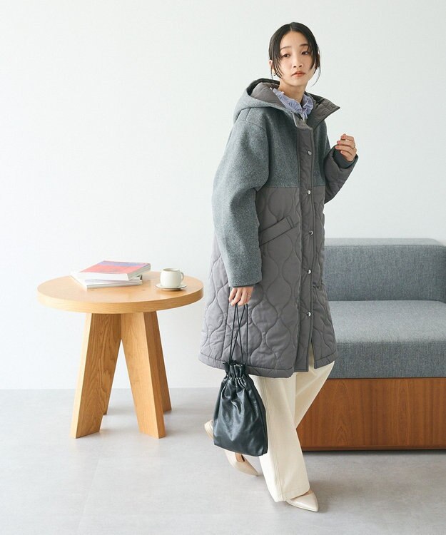 CRAFT STANDARD BOUTIQUE キルト切替フードコート Gray