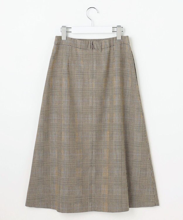 J.PRESS LADIES L モナベールツイル チェック フレア スカート ブラウンチェック系