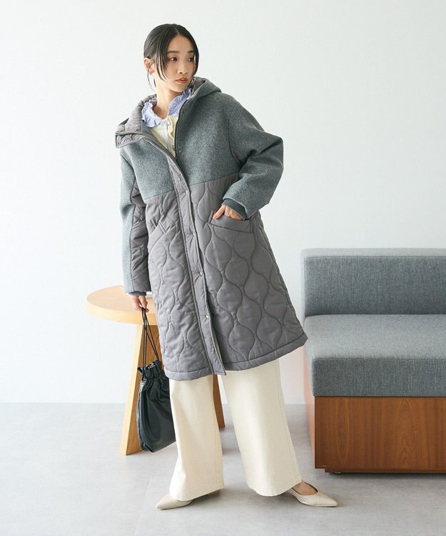 CRAFT STANDARD BOUTIQUE キルト切替フードコート Gray