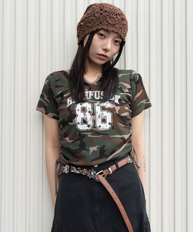 WEGO キーネックサイドレースアップちびT 柄5