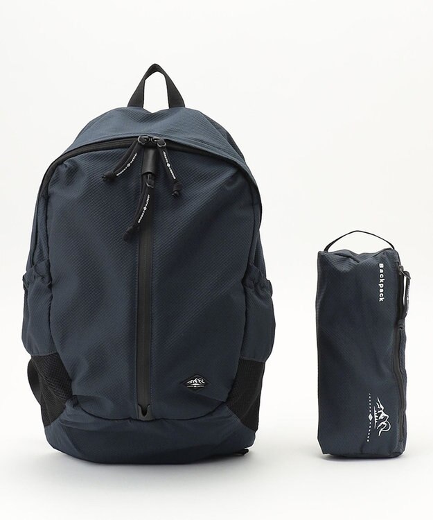 JOSEPH ABBOUD MOUNTAIN 【UNISEX】3Dエンボスリーフ バックパック ネイビー系