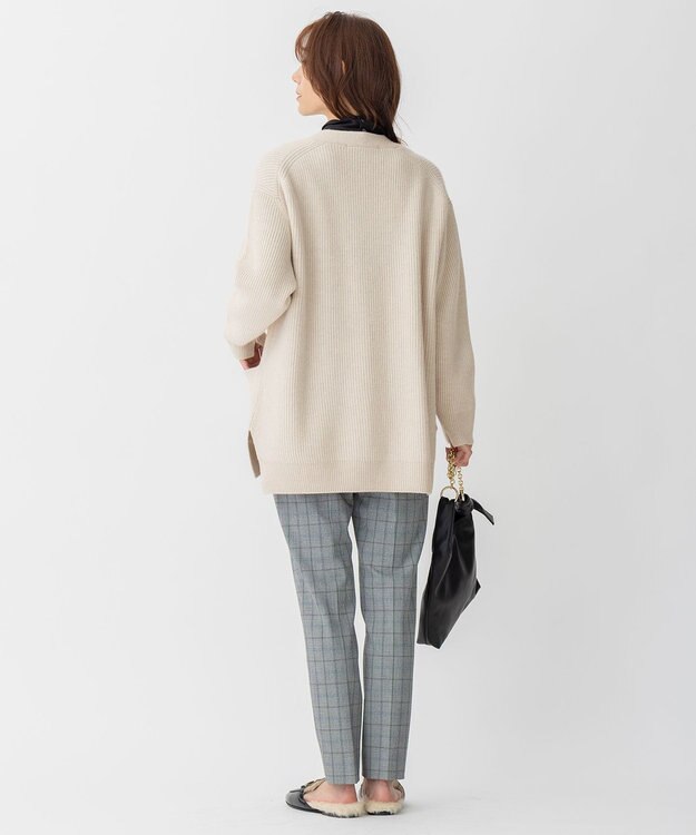 自由区 L 【洗える】ウールカシミヤブレンド Vネックカーディガン ベージュ系