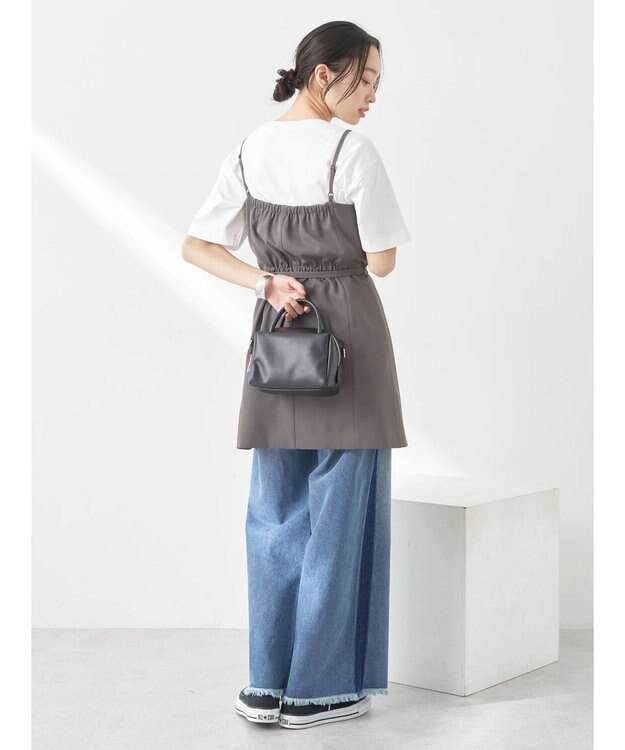 earth music&ecology トレンチ風キャミミニワンピース Dark Gray